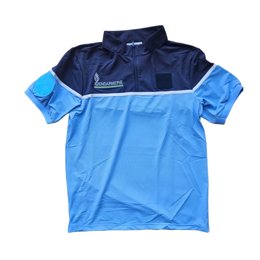 Polo bicolore à manches courtes -Bleu-ciel/Bleu-nuit GENDARMERIE NATIONALE