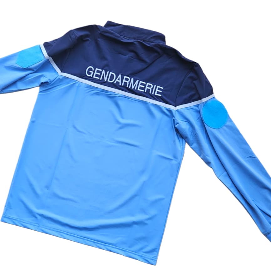 Polo bicolore à manches longues -Bleu-ciel/Bleu-nuit GENDARMERIE NATIONALE