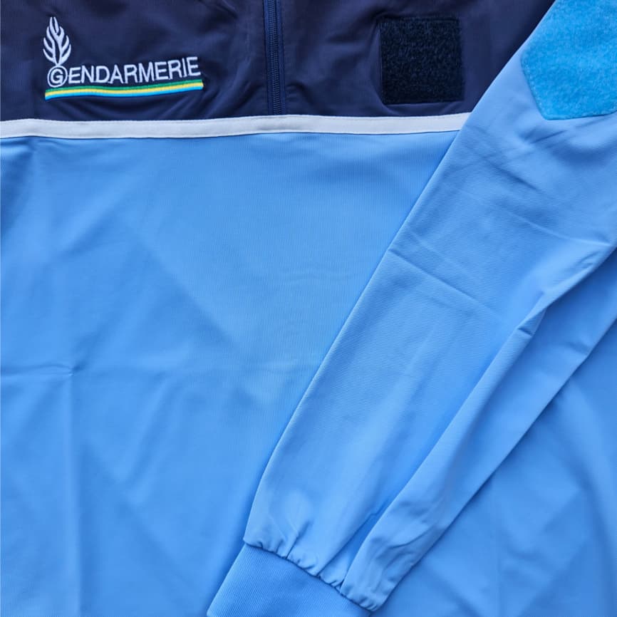 Polo bicolore à manches longues -Bleu-ciel/Bleu-nuit GENDARMERIE NATIONALE