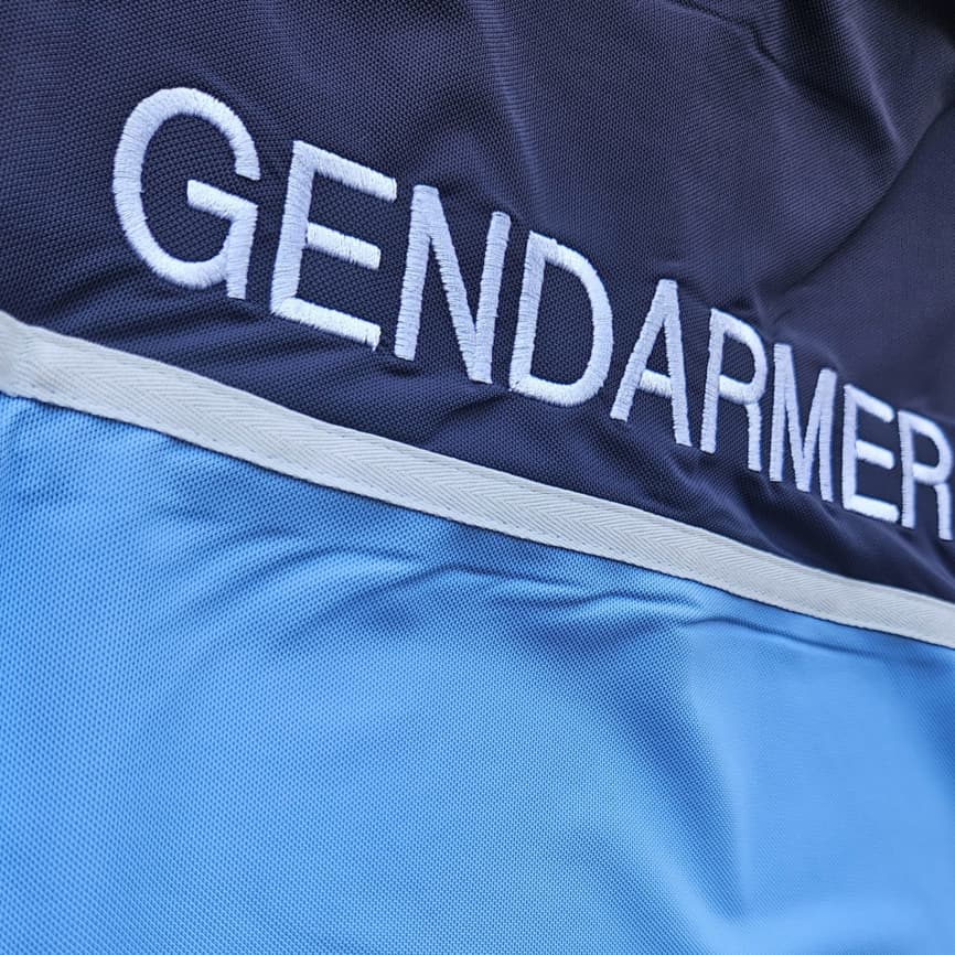 Polo bicolore à manches longues -Bleu-ciel/Bleu-nuit GENDARMERIE NATIONALE