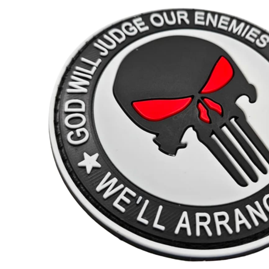 Patch Tactique Crâne – "God Will Judge Our Enemies"